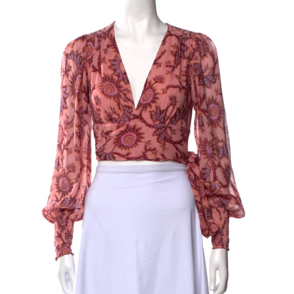 A. L. C. Silk Floral Wrap Blouse Sz 4.